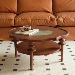 センターテーブル 2段収納 おしゃれ ブラウン 幅80cm かわいい 木目調 Hersa-1631