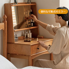 ドレッサー 幅55cm 幅75cm 鏡台 天然木 化粧台単品 鏡付き 一面鏡 収納付き Y102D01