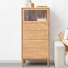 サイドキャビネット 幅60cm ナチュラル 無垢材 チェスト フラップ扉 タンス 四段 おしゃれ YESWOOD Y84F08