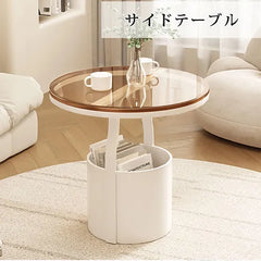 サイドテーブル かわいい 丸 センターテーブル 収納 ローテーブル リビング ary-356