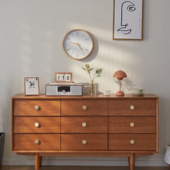 チェスト キャビネット チェリー材 モダン 引き出し9杯 収納家具 大容量収納 脚付き fcp-1309