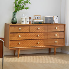 チェスト キャビネット チェリー材 モダン 引き出し9杯 収納家具 大容量収納 脚付き fcp-1309
