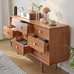 チェスト キャビネット チェリー材 モダン 引き出し9杯 収納家具 大容量収納 脚付き fcp-1309