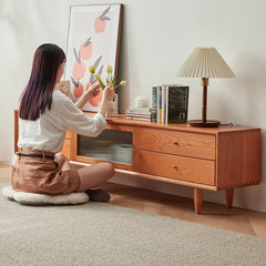 テレビ台 おしゃれ ローボード 天然チェリー材 ケヤキ TVボード リビング TV台 fcp-1310