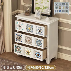 カラフルなタイルが魅力!無垢材セラミックキャビネットで華やかさを演出 fcwz-2349