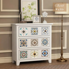 カラフルなタイルが魅力!無垢材セラミックキャビネットで華やかさを演出 fcwz-2349