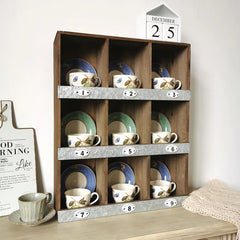 ヴィンテージ風 木製 九マス収納ラック 幅48cm ナチュラル 小物収納 おしゃれ fcwz-2355