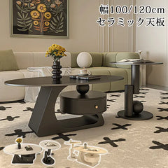 センターテーブル 幅100cm 120cm 楕円形 モダン ローテーブル おしゃれ fel-2441