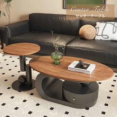 センターテーブル 引き出し 楕円 レトロ ローテーブル おしゃれ fel-3432