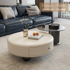 センターテーブル ローテーブル 丸 カフェ コーヒーテーブル 引き出し収納付き かわいいおしゃれ fel-3630