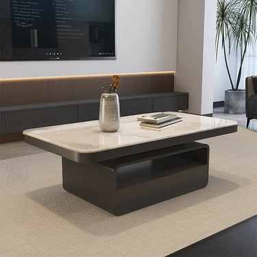 センターテーブル 大理石風 ローテーブル 100cm 120cm 微結晶石 長方形 スタイリッシュ 引き出し収納 ホワイト 艶 コーヒー fel-6306