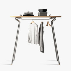 アッシュ材とステンレスのスタイリッシュハンガー - モダンデザインと耐久性の融合 fif-4505