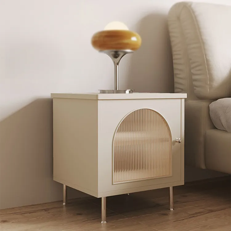 強化ガラス製ナイトテーブル|スタイリッシュで機能的なデザイン fif-4515