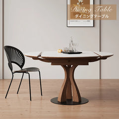 ダイニングテーブル 伸縮式 丸テーブル 食卓 黒 セラミック 白 円形 カフェテーブル おしゃれ fjj-3597