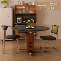 ダイニングテーブル 丸 ホワイト セラミック レトロ 黑 円形 カフェテーブル おしゃれ fjj-3600