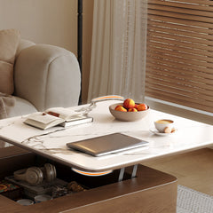 センターテーブル 昇降式 昇降テーブル 収納付き ホワイト 幅80cm セラミック天板 fjnl-1591