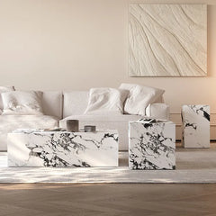 モダンなリビングに最適!高級感あふれるセラミックセンターテーブル - 多層板デザイン fjx-2644