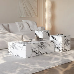 モダンなリビングに最適!高級感あふれるセラミックセンターテーブル - 多層板デザイン fjx-2644