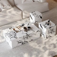 モダンなリビングに最適!高級感あふれるセラミックセンターテーブル - 多層板デザイン fjx-2644