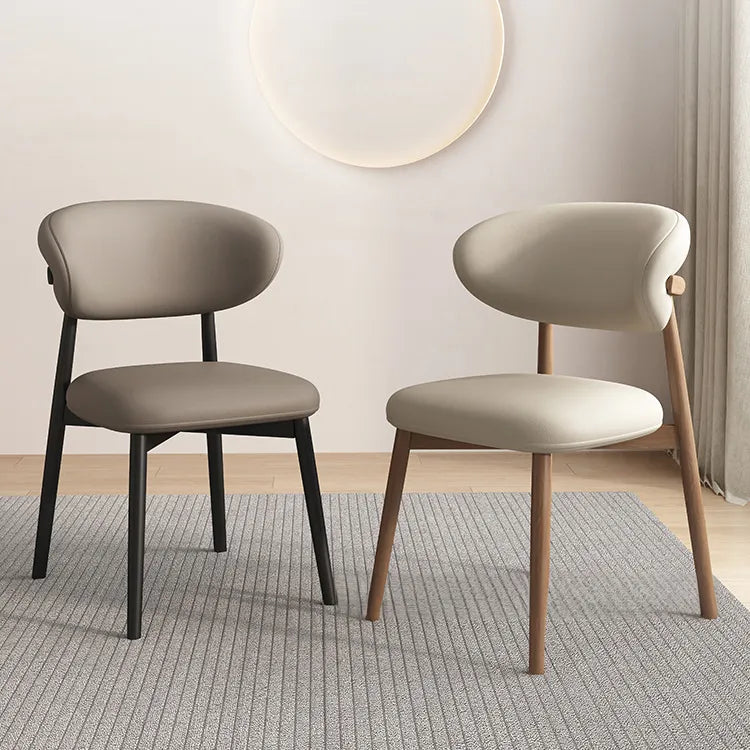 無垢材とPUレザーの高級チェア - モダンデザインの快適座椅子 2脚 fjx-2656