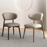 無垢材とPUレザーの高級チェア - モダンデザインの快適座椅子 2脚 fjx-2656