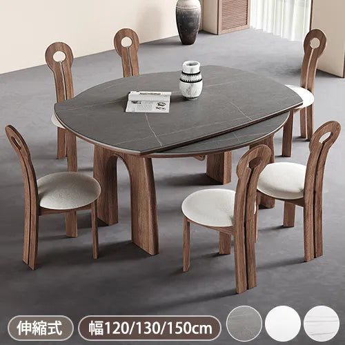 モダンなアッシュ材×セラミックラウンドテーブル - 上質デザインで空間に洗練を fjx-2663