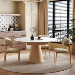 アッシュ無垢材とセラミックのスタイリッシュラウンドテーブル - 高級感あふれるデザインでリビングに最適 fjx-2668