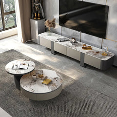 ラグジュアリーなセラミック&無垢材テレビ台 - モダンリビングに最適なデザイン fjx-2679