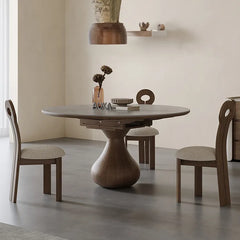 アッシュ無垢材とセラミックの高級ラウンドテーブル - モダンなインテリアに最適 fjx-2683