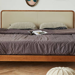 ベッドフレーム ダブル キングベッド アッシュ材 パイン PUレザー fmy-1135