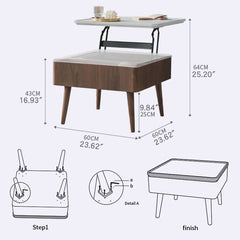 センターテーブル ローテーブル 昇降式 幅60cm 高さ調節 リフトテーブル 天然木 無垢材 fmy-1140