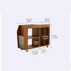 サイドテーブル キャスター付き ガラス 木製 オープン収納 置き台 飾り棚 飾り台 fmy-1141