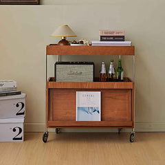 サイドワゴン キャスター付 木製 2段 収納ラック 収納棚 fmy-1162