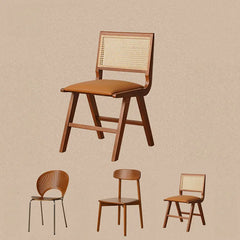 ラタンとPUレザーのスタイリッシュチェア | 多層板&ステンレス&チェリー材使用 fpmxm-2772