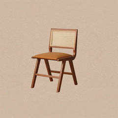 ラタンとPUレザーのスタイリッシュチェア | 多層板&ステンレス&チェリー材使用 fpmxm-2772