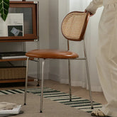 アッシュ材×ラタンのエレガントチェア - モダンステンレスデザイン&PUレザーシート fpmxm-2774