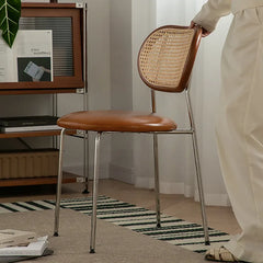 アッシュ材×ラタンのエレガントチェア - モダンステンレスデザイン&PUレザーシート fpmxm-2774