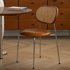 アッシュ材×ラタンのエレガントチェア - モダンステンレスデザイン&PUレザーシート fpmxm-2774