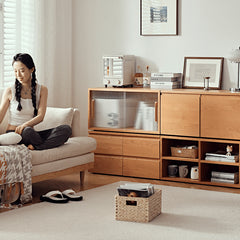 キャビネット 幅80cm 選べる4タイプ ナチュラル ラック fyg-671