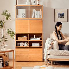 キャビネット 幅80cm 選べる4タイプ ナチュラル ラック fyg-671