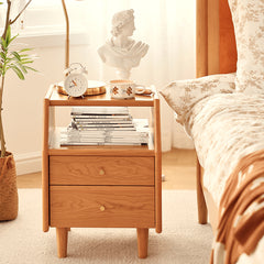 ナイトテーブル 幅40 45cm テーブル ナチュラル 収納付き fyg-675