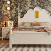 ベッド 幅214cm ホワイト 天然木 パイン材 高品質 glna-233