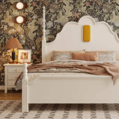 ベッド 幅214cm ホワイト 天然木 パイン材 高品質 glna-233