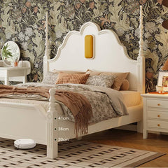 ベッド 幅214cm ホワイト 天然木 パイン材 高品質 glna-233