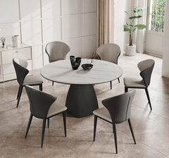 ダイニングテーブル セラミック 石目調 テーブル 丸 テーブル 食卓 6人掛け 4人掛け ホワイト 直径110 120 135 150cm 食卓テーブル モダン 円型 丸テーブル hagst-1824