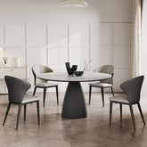 ダイニングテーブル セラミック 石目調 テーブル 丸 テーブル 食卓 6人掛け 4人掛け ホワイト 直径110 120 135 150cm 食卓テーブル モダン 円型 丸テーブル hagst-1824