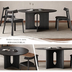 ダイニングテーブル 丸 ブラック 食卓 セラミック ナチュラル 円形 おしゃれ hagst-3417