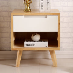 ナイトテーブル サイドテーブル コンパクト 幅45cm 引き出し 収納 ナチュラル ブラウン ホワイト hglna-1456