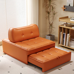 無垢材エアレザーソファー 北欧スタイルのコンパクトリクライニングソファーベッド hjy-1899