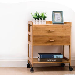 ナイトテーブル ナチュラル ブラウン 竹製 スタイリッシュ 機能性 hsl-297